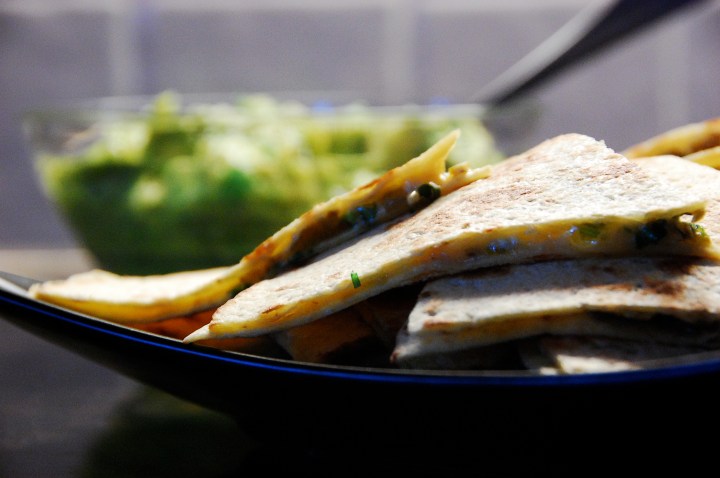 Jalapenos, Cheese and Coriander Tortillas served with Guacamole